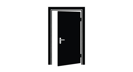 An open doorway with a distinct handle presented as a silhouette