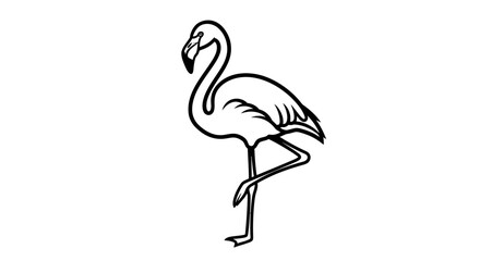 Obraz premium Elegant Flamingo Line Art Illustration Standing on One Leg.