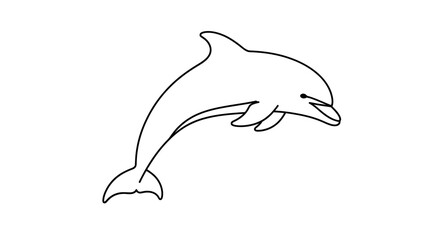 Simple Line Art Drawing of a Playful Dolphin Leaping. © Kelik