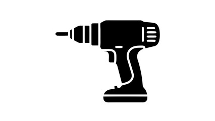 Vector illustration&nbsp;of black silhouette of a corded electric drill on on a transparent background