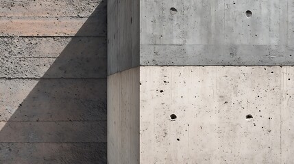 Geometric Concrete Wall Corner with Shadowed Facets