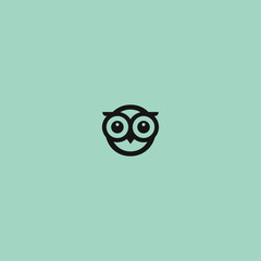 Cute owl logo icon flat vector design