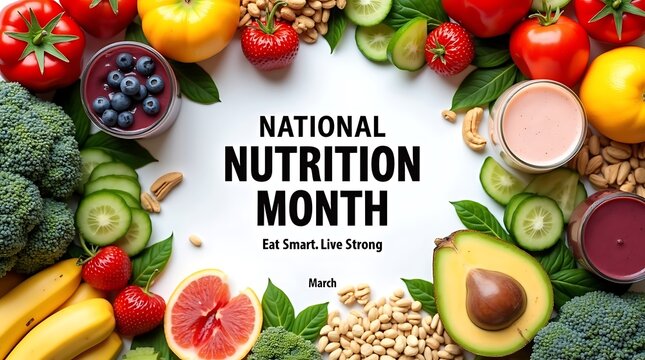 Celebrate national nutrition month with a vibrant array of fresh fruits and vegetables