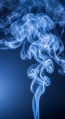 Ethereal blue plumes rise vertically against a deep indigo background