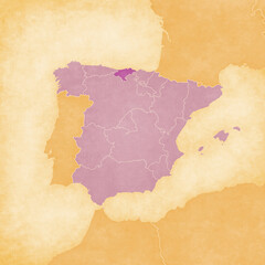Ocher map of Spain - Cantabria