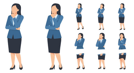 Obraz premium Thinking Businesswoman Character Vector Illustration. Professional Woman Pondering, Searching for Solutions, Decision Making Concept.
