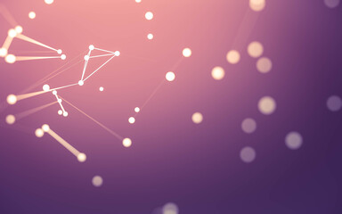 Abstract background. Molecules technology with polygonal shapes, connecting dots and lines. Connection structure. Big data visualization.