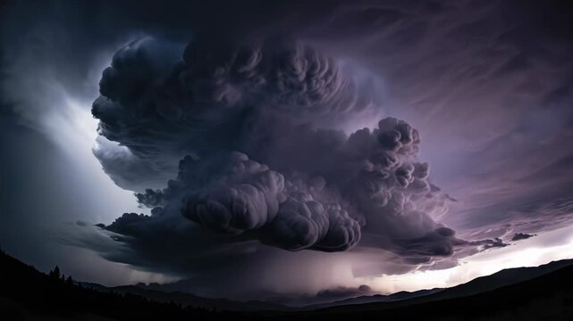 Dark and moody stormy weather with large cumulonimbus clouds in the sky