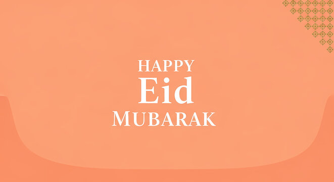 Eid Mubarak greeting card with orange background and white text.