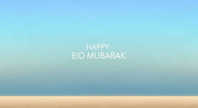 Happy Eid Mubarak Greeting with Blue Gradient Background.