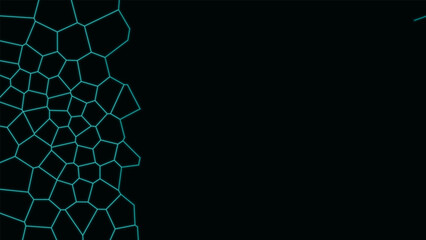 Cyan Polygonal Mesh on Black with Copy Space © weruskak