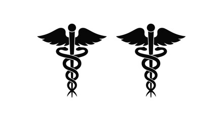 Two caduceus symbols displayed featuring a striking black silhouette © SHM707k
