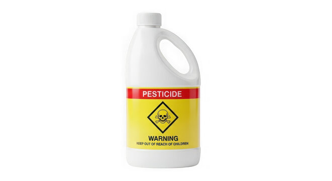 White plastic bottle of pesticide on transparent background isolated on transparent background