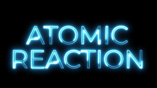 Vibrant Blue Neon Atomic Reaction Glowing on Black Background