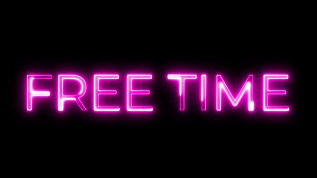 Neon Pink Free Time Sign Animation on Black Background