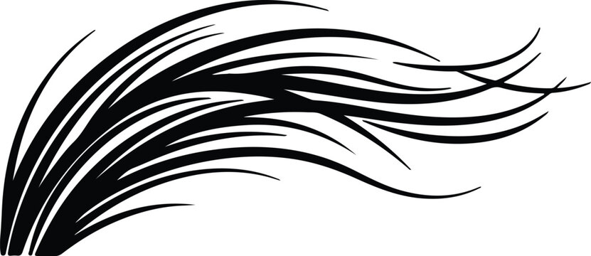 silhouette flowing abstract grass blade blowing in the wind vector design