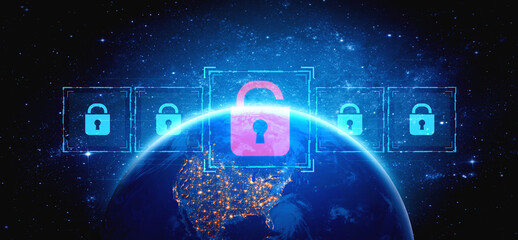 Digital security concept illustrating a cybersecurity breach, with a red unlocked padlock indicating data exposure among secure systems, emphasizing system vulnerability and risk Vouch © InfiniteFlow