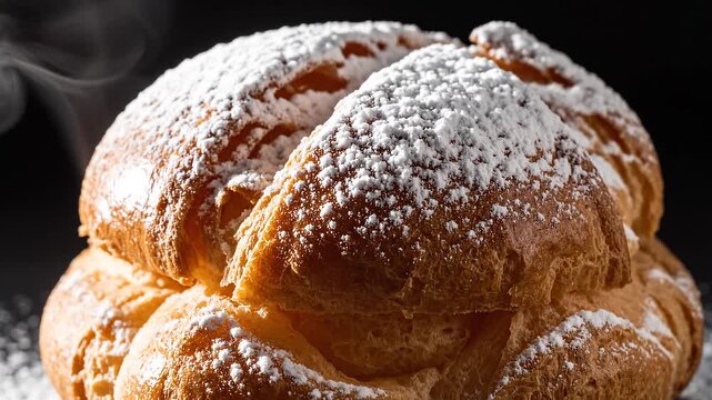 Pan de Muerto on black background.