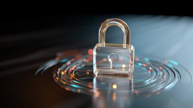 Digital Fortress: A gleaming padlock glows against a dark, tech-inspired backdrop, symbolizing robust data protection and secure access in the digital world. 