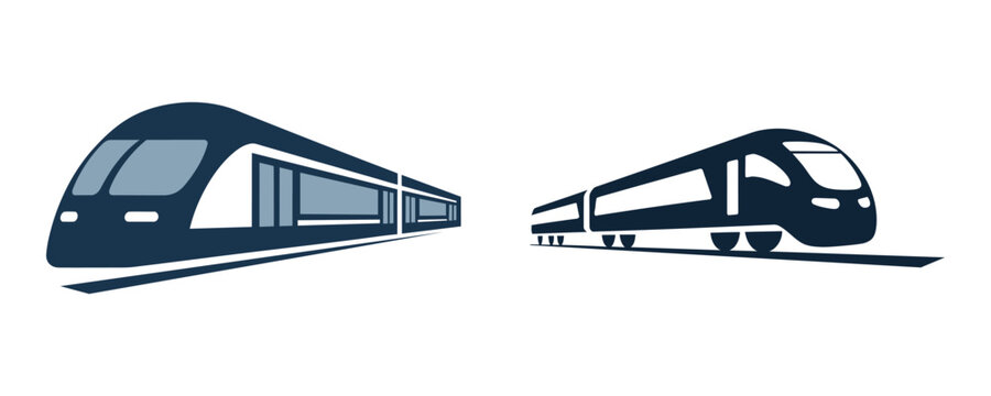 Modern trains speeding on tracks in sleek design