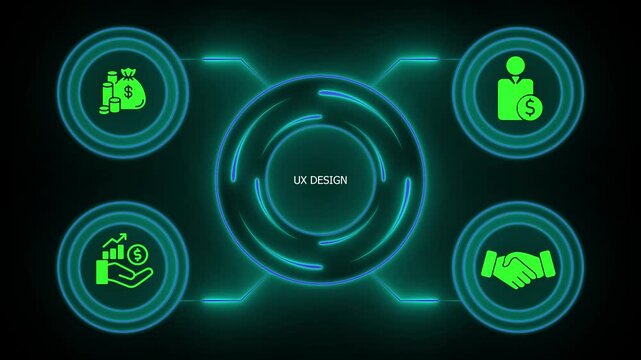 U X concept with neon green representing finance and partnership ux finance business technology