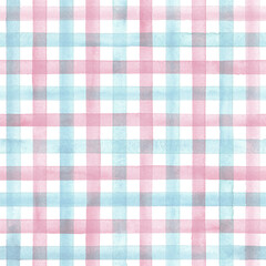 Soft Watercolor Pastel Gingham Seamless Pattern