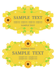 黄色い花と植物の春らしい装飾フレーム素材