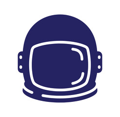 Fototapeta premium Simple dark blue astronaut helmet icon on white background for space or technology concepts