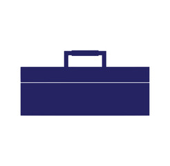 Simple navy blue briefcase icon with handle on top  office business tool