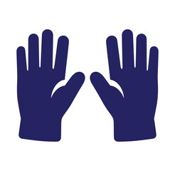 Obraz premium Two navy blue gloves with palms facing forward and fingers spread apart on transparent background