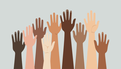 Obraz premium raised hand with different skin tone
