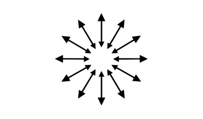 Obraz premium Circular arrangement of black arrows pointing in multiple directions vector isolated on transparent background