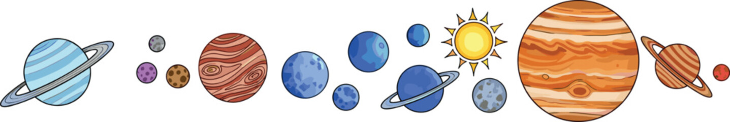 Solar, system, planets, sun, space, astronomy, universe, orbit, galaxy, celestial, illustration, cosmic, science, education, planetary, exploration, stars, infographic, educational, design © LatifunNahar