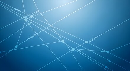 Obraz premium Intersecting lines and dots forming a network on blue gradient technology abstract