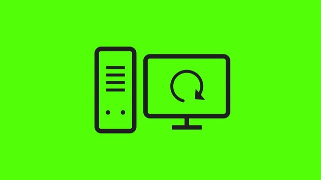 Computer Icons on Green: A simple, modern icon set of a computer and monitor against a vibrant green backdrop. The icons represent data, technology, and information