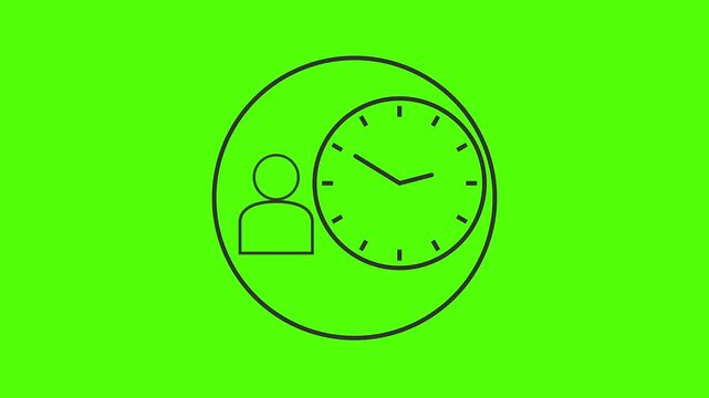 Time Management Concept: A visual representation of time management with a clock and a person icon within a green circle, conveying the concept of efficient scheduling and time allocation.