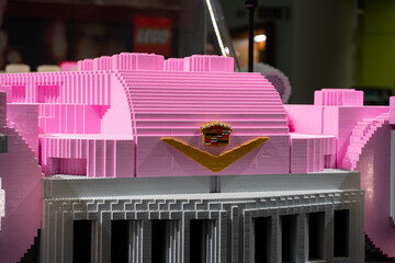 Fototapeta premium Full size LEGO 1950s Cadillac display at Canadian International AutoShow. Toronto, Canada - February 18, 2026.