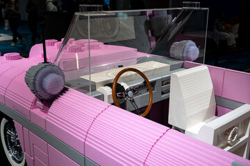 Fototapeta premium Full size LEGO 1950s Cadillac display at Canadian International AutoShow. Toronto, Canada - February 18, 2026.