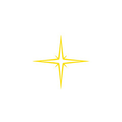 Obraz premium A radiant yellow four-pointed starburst or asterisk symbol on a clean white background, symbolizing light and guidance