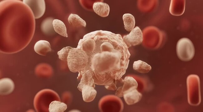 White Blood Cell in Bloodstream 3D Medical Animation