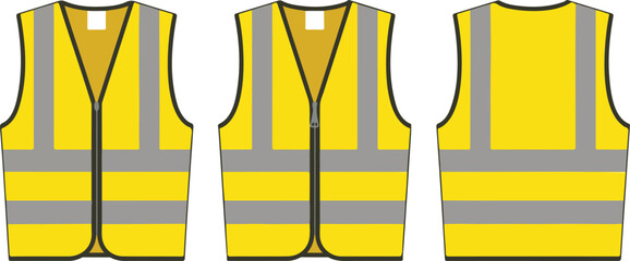 High-Visibility Safety Vest Outline Icon Set  Front and Back Workwear © MSTZOWRON
