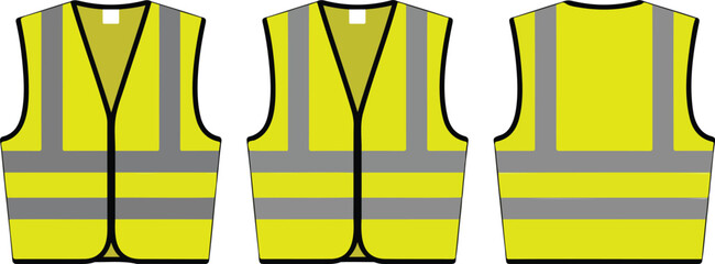 High-Visibility Safety Vest Outline Icon Set  Front and Back Workwear © MSTZOWRON