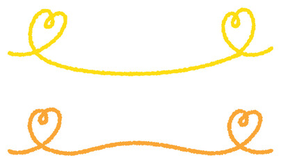 かわいいハートのクレヨンアンダーライン/イエロー