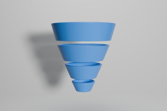 funnel 3D solid blue  Front View icon for business marketing process 
