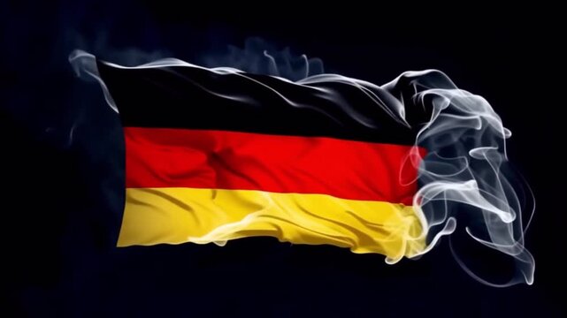 Germany Flag Waving with Dramatic Smoke &ndash; German Patriotic Background Animation