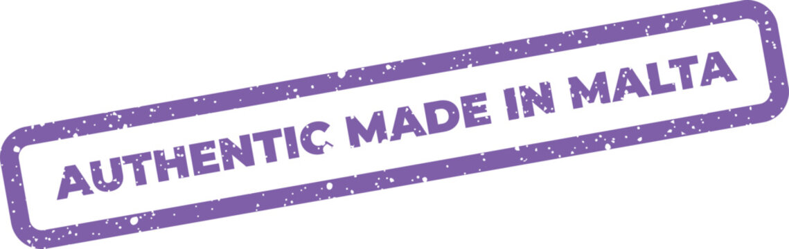 Authenticity mark with distressed stamp style showing authentic made in Malta text for product labels