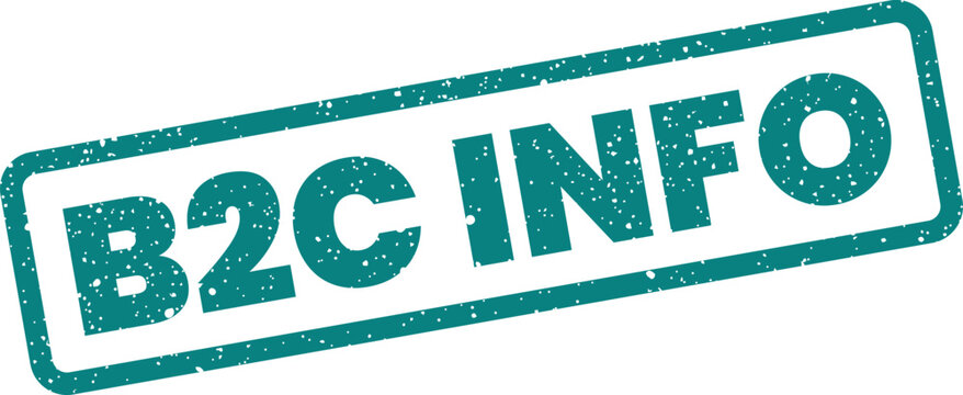 B2C INFO text displayed on a textured stamp graphic, signifying important business to consumer information points