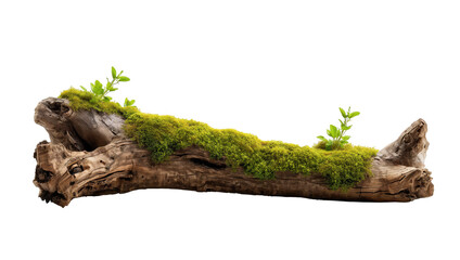 Fototapeta premium Mossy driftwood with small plants growing on it