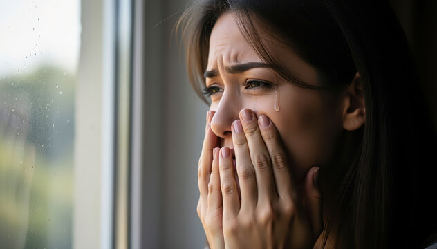 A Moment of Tears: A portrait captures a woman's raw emotion as she cries, her face etched with a poignant expression of sadness. It's a moment of vulnerability, loss, or deep introspection.