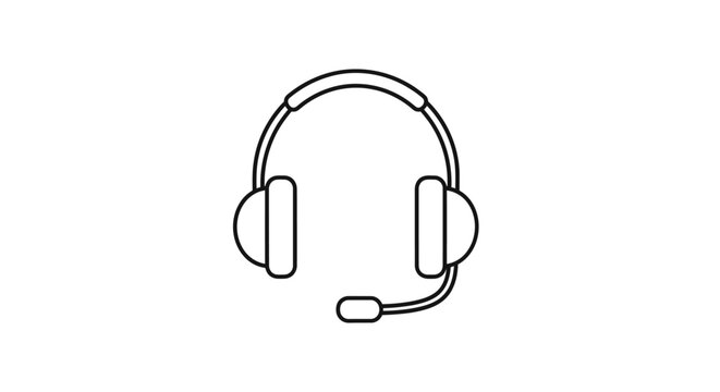 Headset with microphone icon provides clear visual representation for customer service communication and technical support concepts on a plain background.